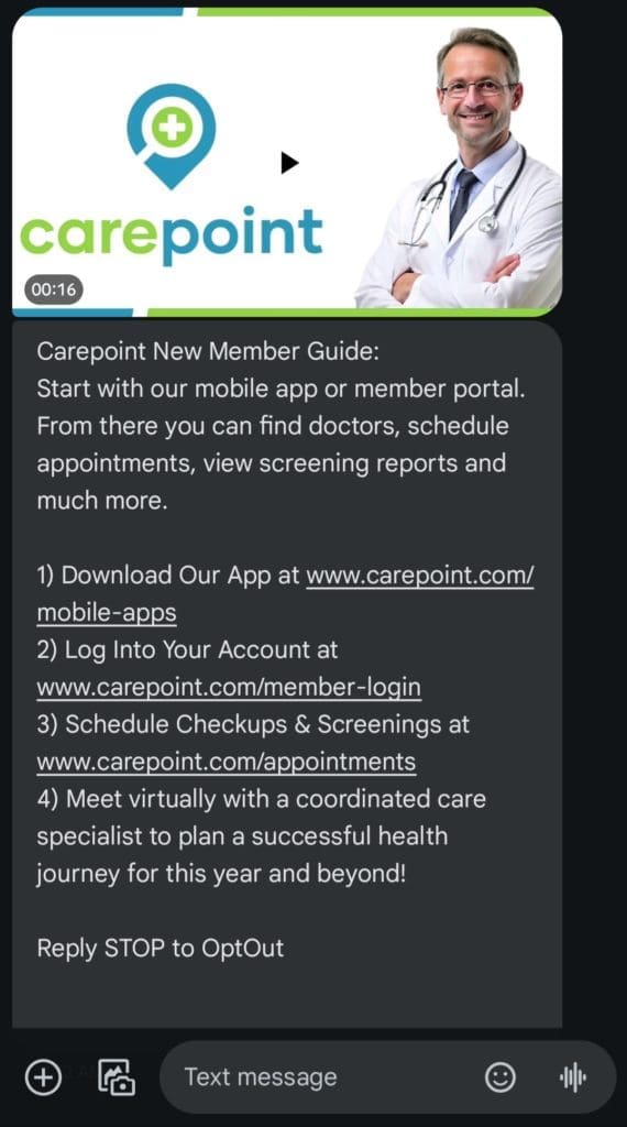 Double MMS P2P Text Alert Gabby Graphic Medicare Advantage Member Outreach